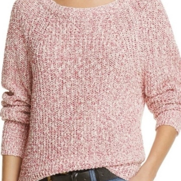 Free People Electric City Pink & White Marled Sweater XS Boho Festival - Picture 6 of 6